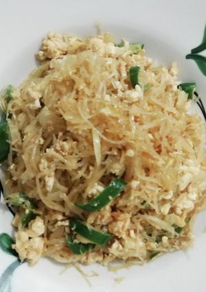 Foto resep Sohun goreng cabe hijau, telor, daging