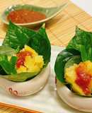 Khoai mì cuốn lá lốt chấm xốt me