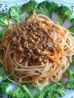 Hình của món Mì spaghetti sốt bò bằm.