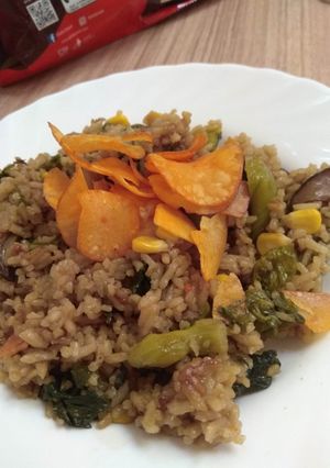 Foto resep Nasi kua chai vegetarian aka nasi sawi pahit vegetarian