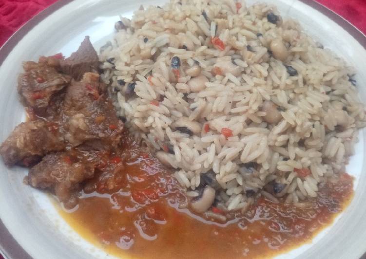 Rice and beans with pepper soup