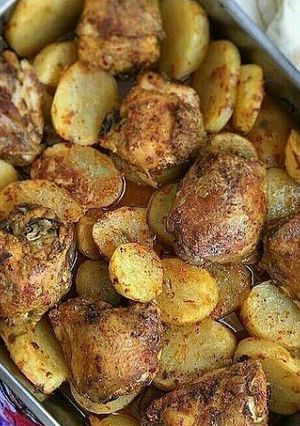 صورة لوصفة دجاج وبطاطا بالفرن🐓🐓🍟