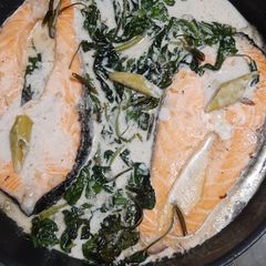A picture of Salmon in Coconut cream.