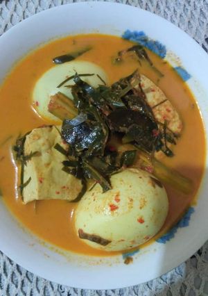 Foto resep Gulai Tahu Telur Daun Tapak Leman (gulai telur tahu mangkokan)