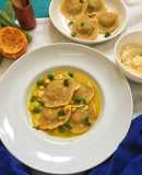 Besan raviolis with sweet and tangy sauce
