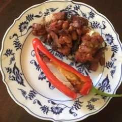 A picture of California Farm Ham and Cheese Stuffed Peppers.