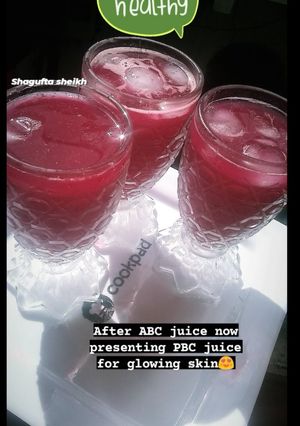 A picture of Energy PBC (pomegranate, beetroot, carrot) juice.