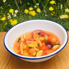 Fresh Tomato Minestrone with Summer Vegetables 🌱 A picture of Fresh Tomato Minestrone with Summer Vegetables 🌱.
