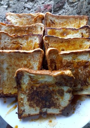 A picture of Butter toast with an orange caramel glaze.