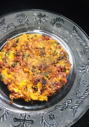 A picture of Beetroot spinach omelette (kids special).
