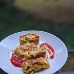 A picture of Egg crepe roll.
