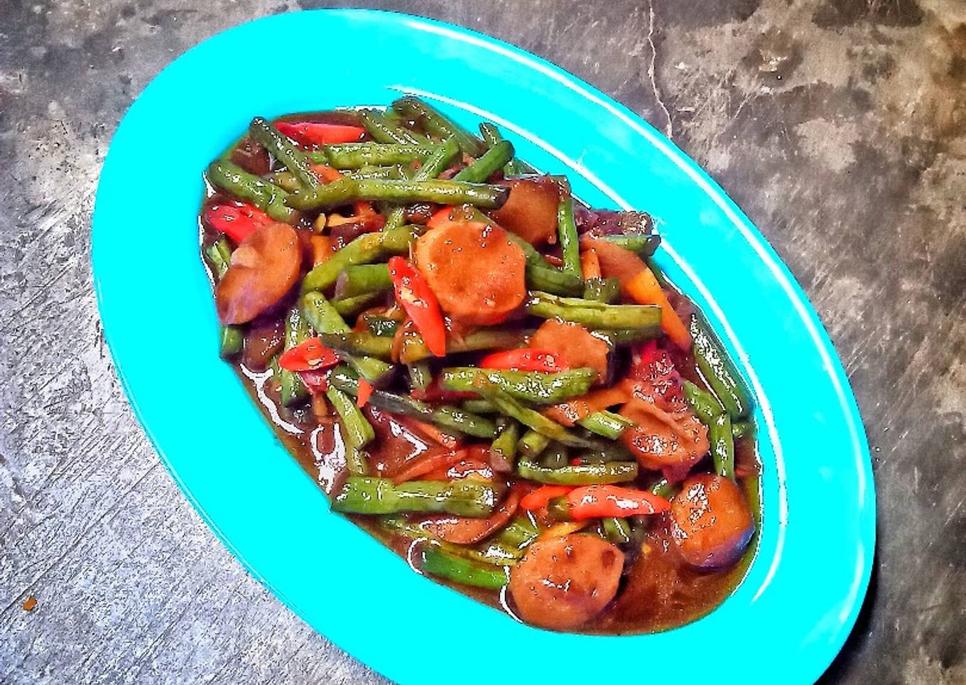 Kacang Panjang Bakso Bumbu Kecap