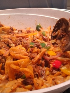 A picture of Cheesy chips with leftovers.