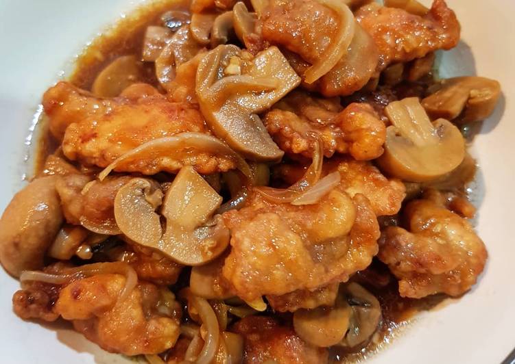 Cara Gampang Membuat Ayam crispy jamur saus tiram Yang Enak