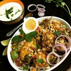 A picture of Brown Rice Mutton Biryani.