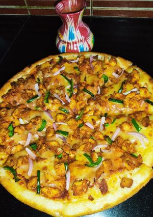 A picture of Cheesy Fajita Chunks Pizza 🍕🍕.