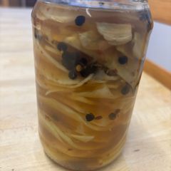 A picture of Spicy Pickled Kohlrabi.