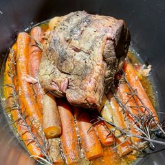 A picture of Slow Cooked Beef Brisket With Rainbow Carrots 🥕 🌈.