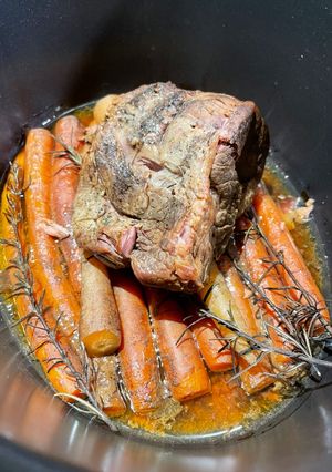 A picture of Slow Cooked Beef Brisket With Rainbow Carrots 🥕 🌈.