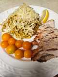 Brad's grilled chicken with green tomato spaghetti