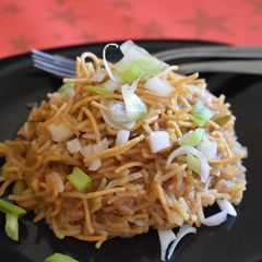 A picture of Rice In Manchurian Gravy.