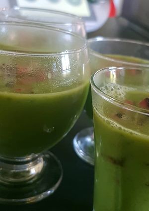 Une photo de Soupe petits pois menthe bacon grillé