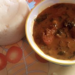 A picture of Semo with Oha soup.