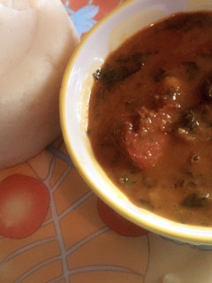 A picture of Semo with Oha soup.