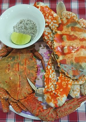 Hình của món Ghẹ hấp bia sả.