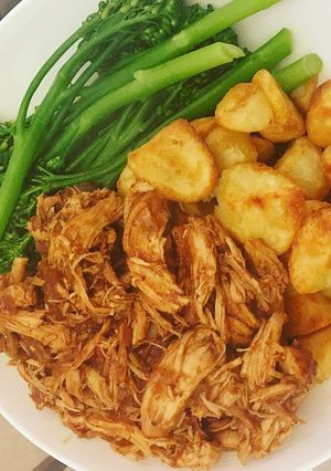 A picture of Matt's slow cooked BBQ pulled chicken.