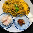 Vazhaipoo spinach green peas khichadi