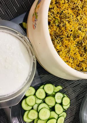 A picture of Mutton Qeema biryani.