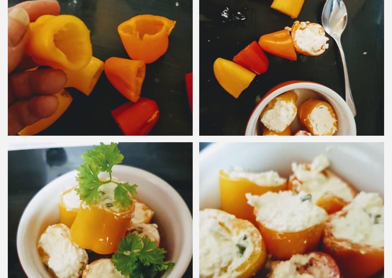 My Bite Size Sweet Peppers stuffed with Cottage cheese & Chives