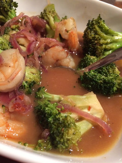 A picture of Spicy Shrimp and Broccoli In Chipotle Wine Broth.