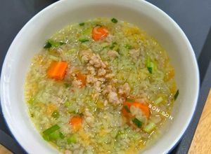 Hình của món Nui Chữ Nấu Thịt Băm (Món ăn sáng cho bé).