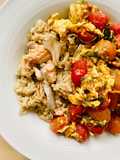 Mushroom Salmon Rice with Tomato Basil Eggs
