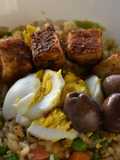 Χθεσινό ρύζι με λαχανικά stir-fry και τόφου