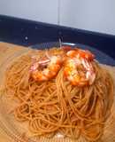 Espaguetis con gambón