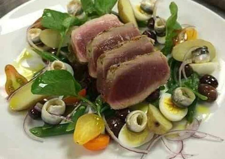 Steps to Make Award-winning Seared Tuna Salad #saladcontest