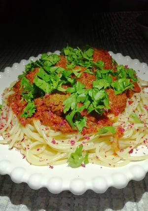 صورة لوصفة سباغيتي بكرات اللحم