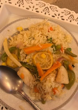 صورة لوصفة سمك فيليه ورز بالخضار