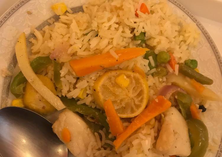 سمك فيليه ورز بالخضار