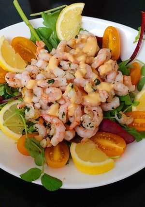 A picture of My Garlic, Italian flavoured Prawn Salad.