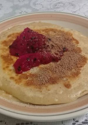 Foto resep Pancake Topping Coklat dan Buah Naga