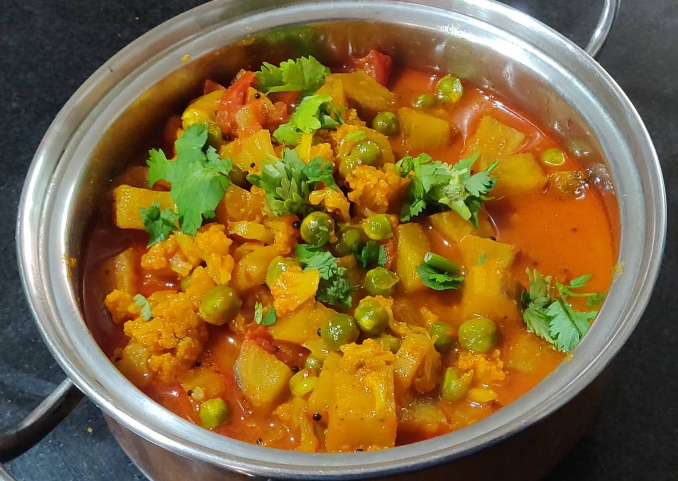 Cauliflower and raw banana sabzi