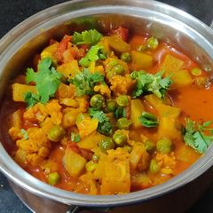 Cauliflower and raw banana sabzi A picture of Cauliflower and raw banana sabzi.