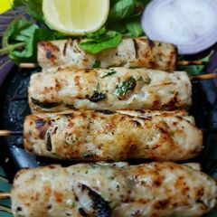 Malai seekh kabab A picture of Malai seekh kabab.