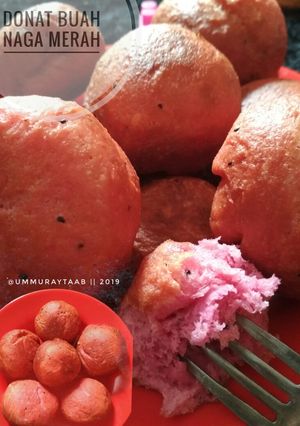 Foto resep Donat buah naga merah isi keju