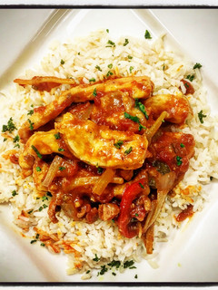 A picture of Creole Chicken and Sauce.
