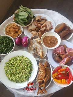 A picture of Food prep for Okro/Ogbono soup.